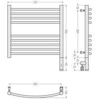 Полотенцесушитель, , Богема 3.0, шгв 532*103*632, нижнее справа, МЭМ, цвет-тёмный титан муар Сунержа 15-5803-5050
