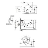 Унитаз, Globo 4ALL подвесной шгв 360*540*330 CERASLIDE BATAFORM цвет-черный матовый MDS03AR