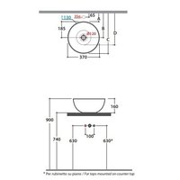 Раковина, Globo, T-EDGE, шгв 370*370*160, отверстия для смесителя-отсутствуют, CERASLIDE, BATAFORM, цвет-белый