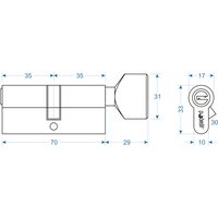 Цилиндр. механизм, ключ-защелка,цвет:серебро,70 мм Pobedit Pobedit 8126071