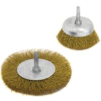 Набор щеток для дрели (2 шт, плоская 100 мм+чашка 75мм, латунированная проволока) Калибр 00000041878