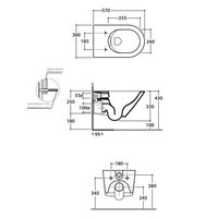 Унитаз, Globo, FORTY3, подвесной, шгв 360*570*360, CERASLIDE, BATAFORM, цвет-белый