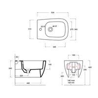 Биде, , Wunder, подвесной, шгв 360*530*285, Aliglaze+, с набором для крепления, цвет-белый матовый Alice 45010109SET