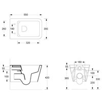 Унитаз, Alice, Hide, подвесной, шгв 350*550*345, Aliglaze+, цвет-черный матовый