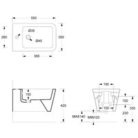 Биде, , Hide, подвесной, шгв 350*550*285, Aliglaze+, цвет-черный матовый Alice 31220108