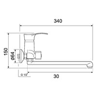 Смеситель для ванной с душем РМС SL86-006E однорычажный Хром