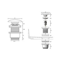 Донный клапан, CIELO, 1 1/4, диаметр, мм-72, универсальный, цвет-хром/Avena