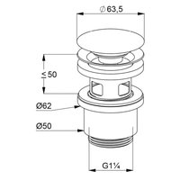 Донный клапан, Kludi, для раковин, 1 1/4", цвет-золото брашированное