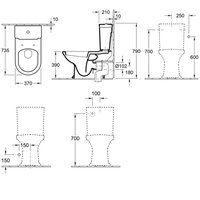 Унитаз, Villeroy&Boch, Hommage, напольный, шгв 370*725*390, CeramicPlus, цвет-альпийский белый