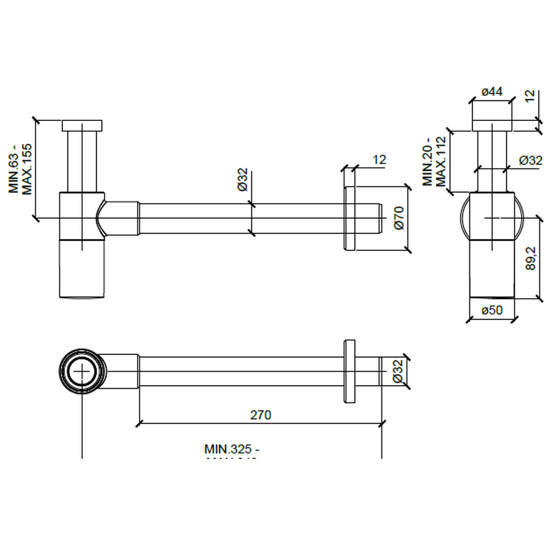 Сифон, Almar, бутылочный, цвет-хром (Товар заказной, возврату не подлежит)