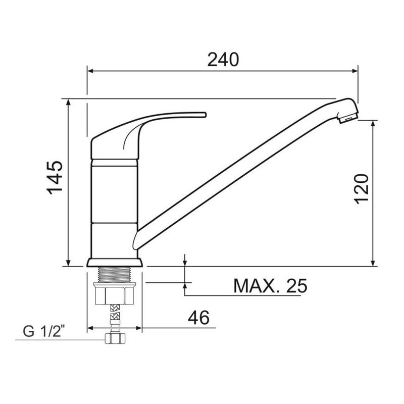 Смеситель для кухни РМС SL85-004FBS-25 с длинным изливом Хром