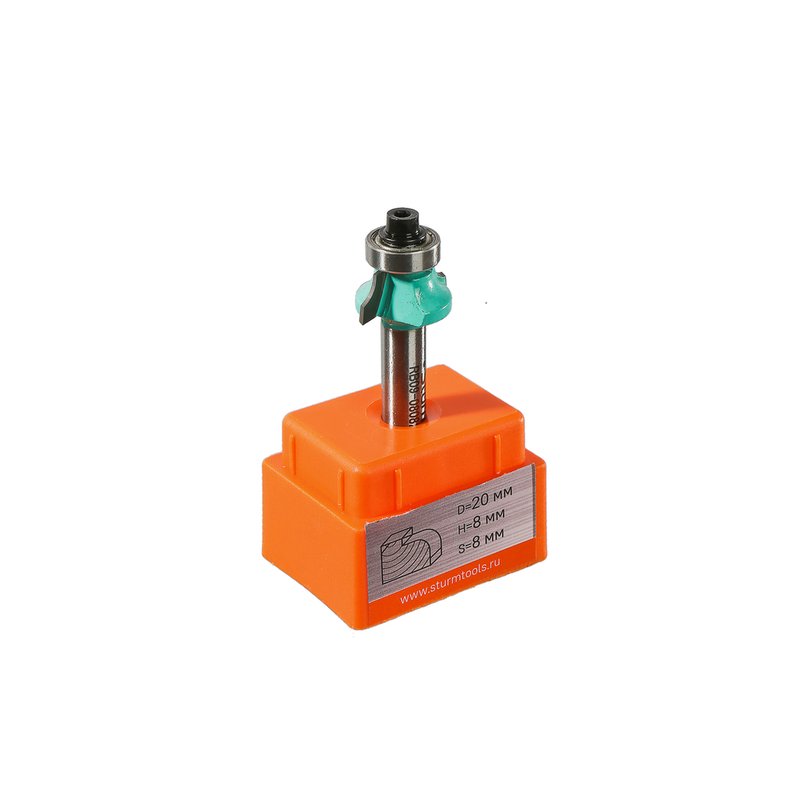 Фреза кромочная калевочная с подшипником 12,7 мм, DxHxL 20x8x52 мм, хв.8 Sturm RB09-080820