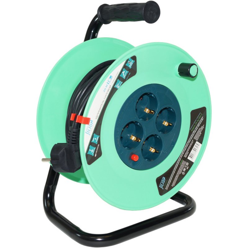 Удлинитель на катушке UK-4g-30m-Z с 4 евророзетками (с/з) 30м POWERED TOOLS Jilion 9535047