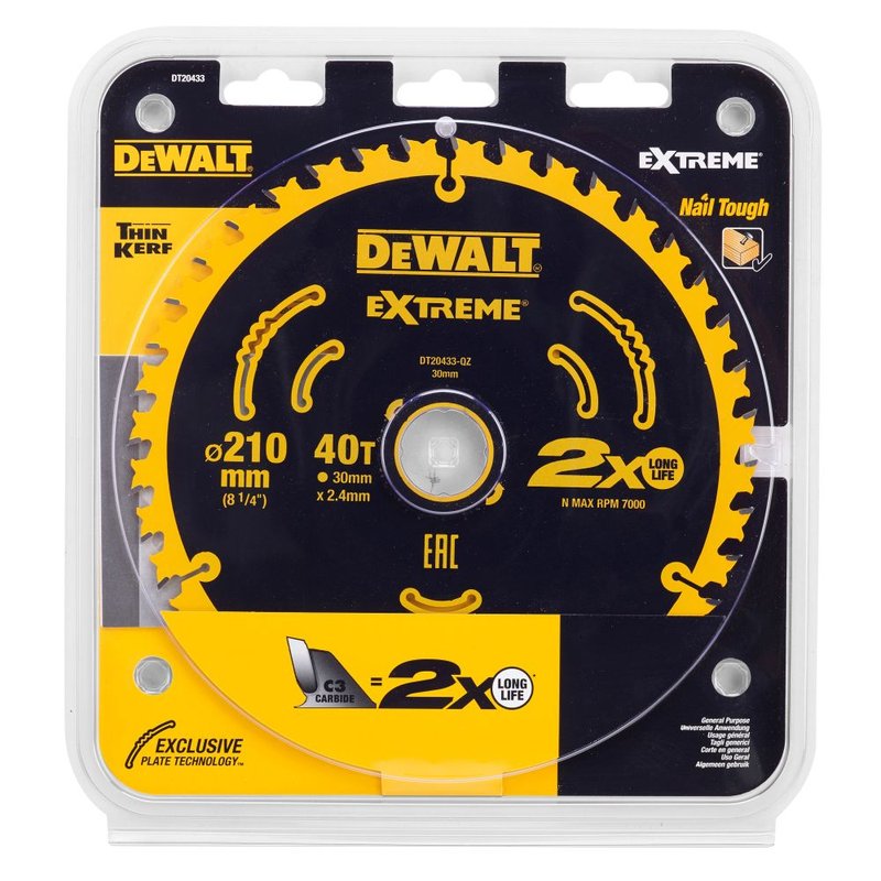 Пильный диск DEWALT DT20433 EXTREME 210/30 40T ATB7 DT20433-QZ