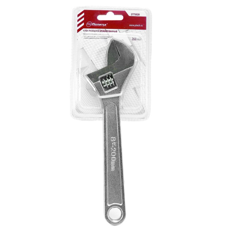 Ключ разводной хром. 8 " -  200 мм Политех Инструмент Инструмент 2775020
