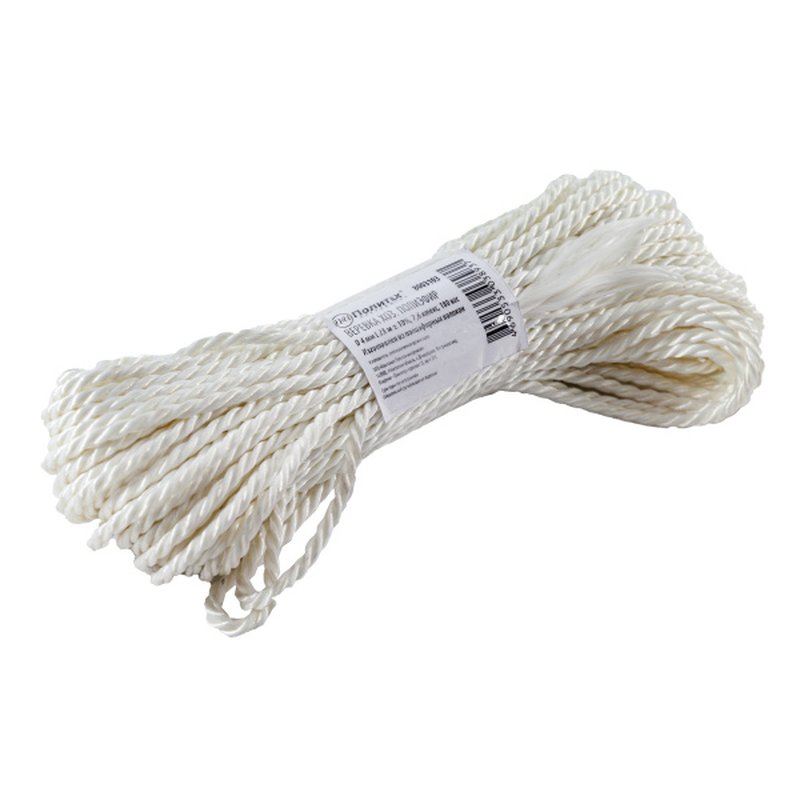 Веревка хозяйственная полиэфирная Ф4 мм (25 м) 7,6 ктес; 180 кгс Политех Инструмент Инструмент 8003103