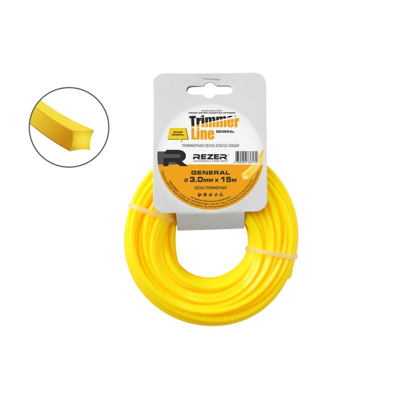 Леска GENERAL (3.0 мм; 15 м; квадрат) Rezer 03.007.00058