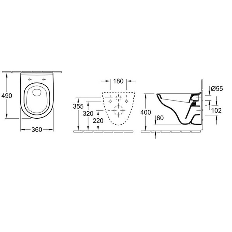 Унитаз, Villeroy&Boch, O'Novo, подвесной, шгв 360*490*400, цвет-альпийский белый