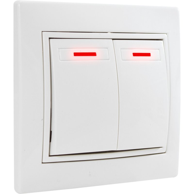 Выключатель двухклавишный с подсветкой С/У. белый Jilion 9533144