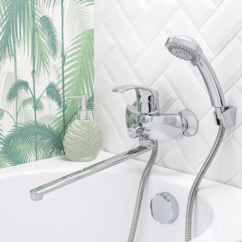 Смеситель  для ванны с душем BOOU B8174-18F универсальный Латунь