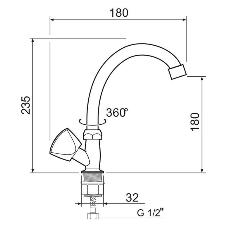Кран для кухни РМС SL119-270F для холодной воды Хром