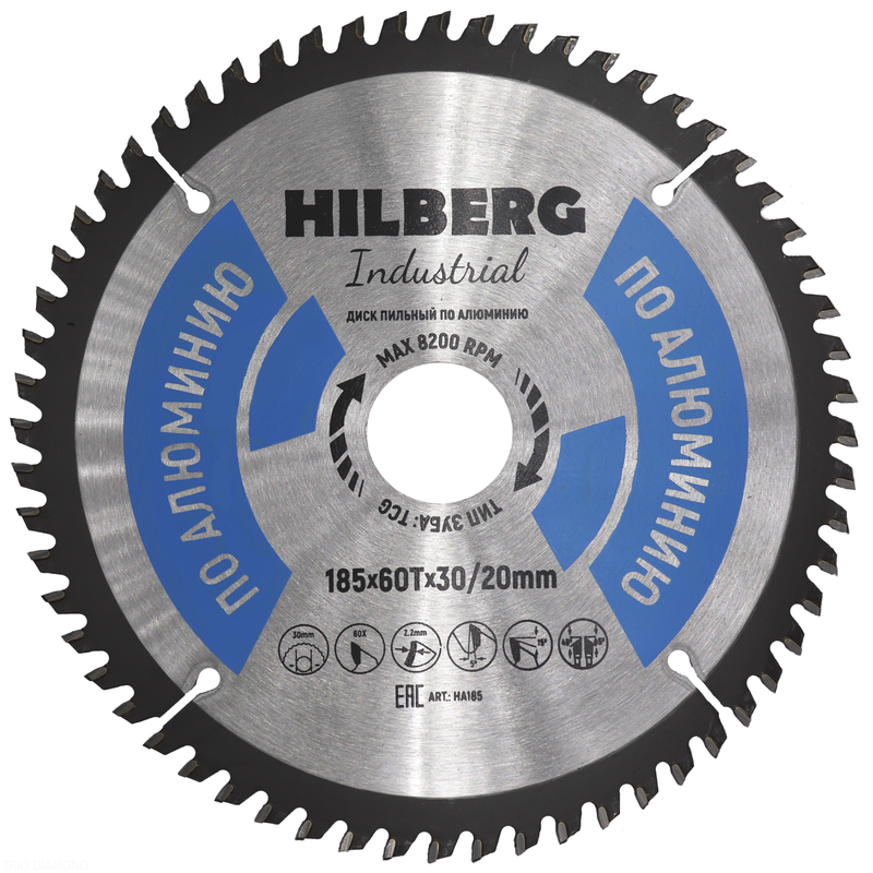Диск пильный Hilberg Industrial Алюминий 185*30/20*60Т Hilberg HA185