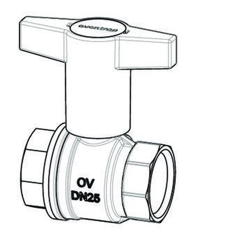 Кран шаровой, Oventrop, Optibal, полнопроходной, DN-25, 1", ВВ, PN, бар-16, ручка-пластмассовая, удл