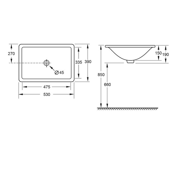 Раковина, Splendy, Emotion, шгв 530*390*190, отверстия для смесителя-отсутствуют, цвет-белый