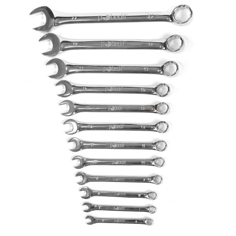 Набор ключей комб.,Cr-V,зерк.полир. 12 шт,6-22 мм Pobedit 2735518