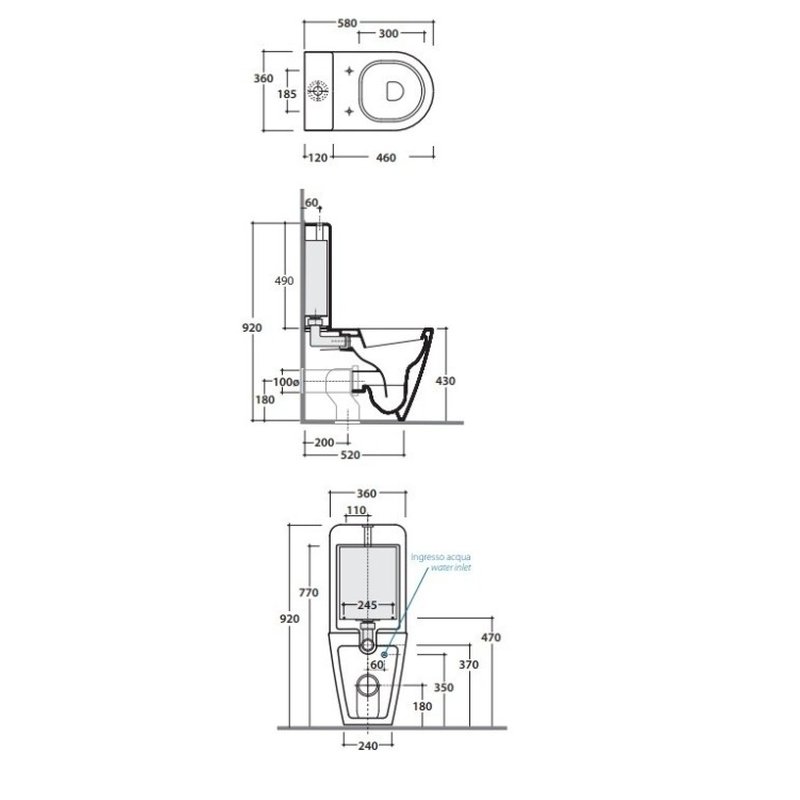 Унитаз, , FORTY3, напольный, шгв 360*580*430, CERASLIDE, BATAFORM, цвет-белый Globo FO003BI