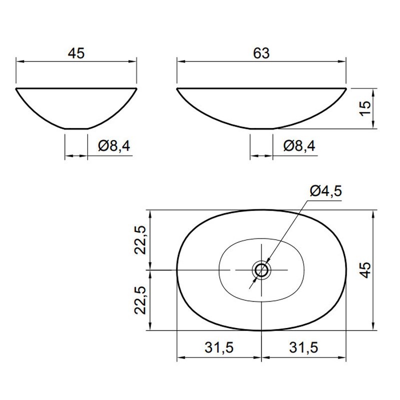 Раковина, Antonio Lupi, Servo, шгв 630*450*150, цвет-белый