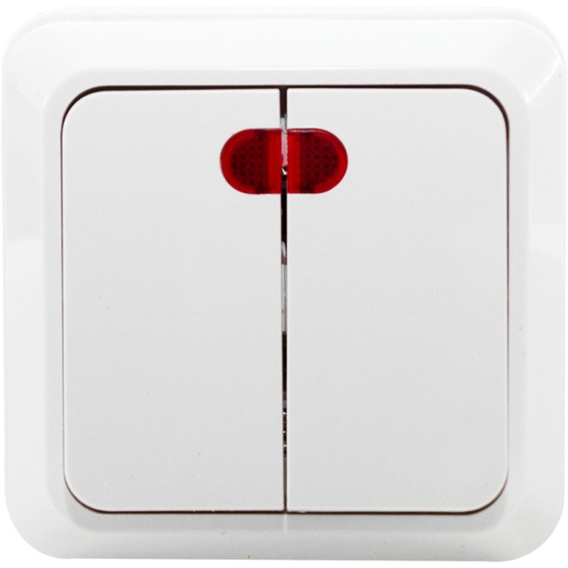 Выключатель двухклавишный с подсветкой О/У. белый Jilion 9533416