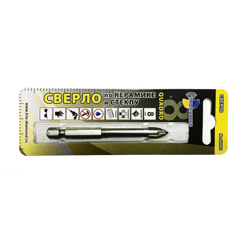 Сверло по керамике и стеклу квадро 8мм Trio-Diamond 440008