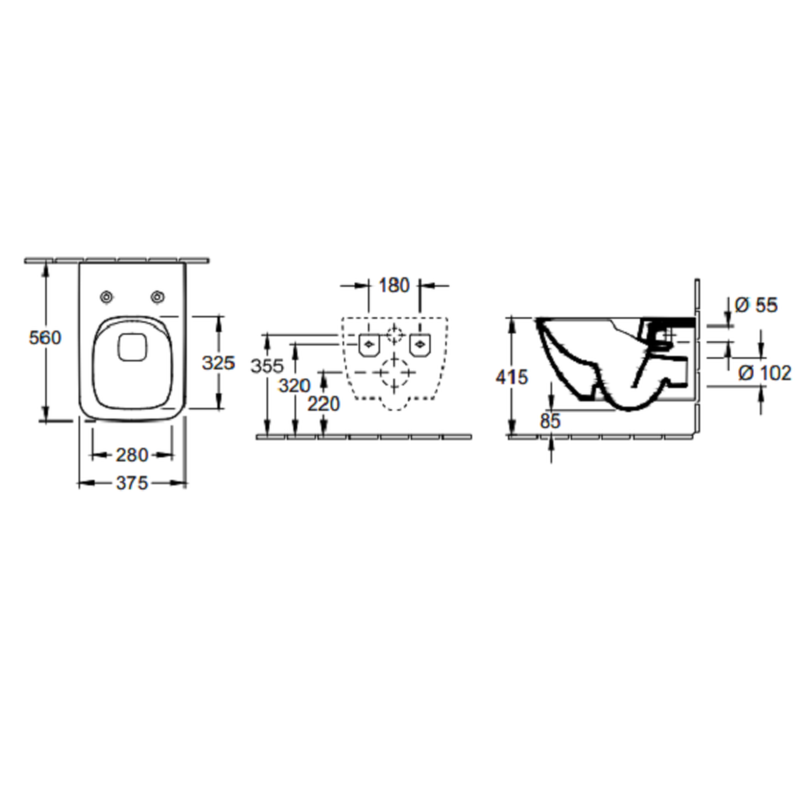 Унитаз, Villeroy&Boch, Venticello, подвесной, шгв 375*560*330, цвет-альпийский белый