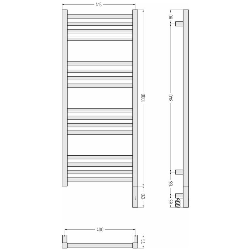 Полотенцесушитель, , Модус 3.1, шгв 430*75*1120, нижнее справа, МЭМ, цвет-сталь Сунержа 00-5901-1040