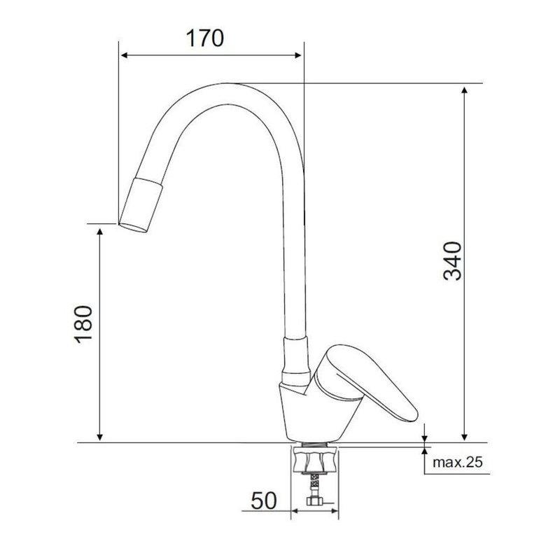Смеситель для кухни РМС SUS126W-016F с гибким изливом Нержавеющая сталь Белый