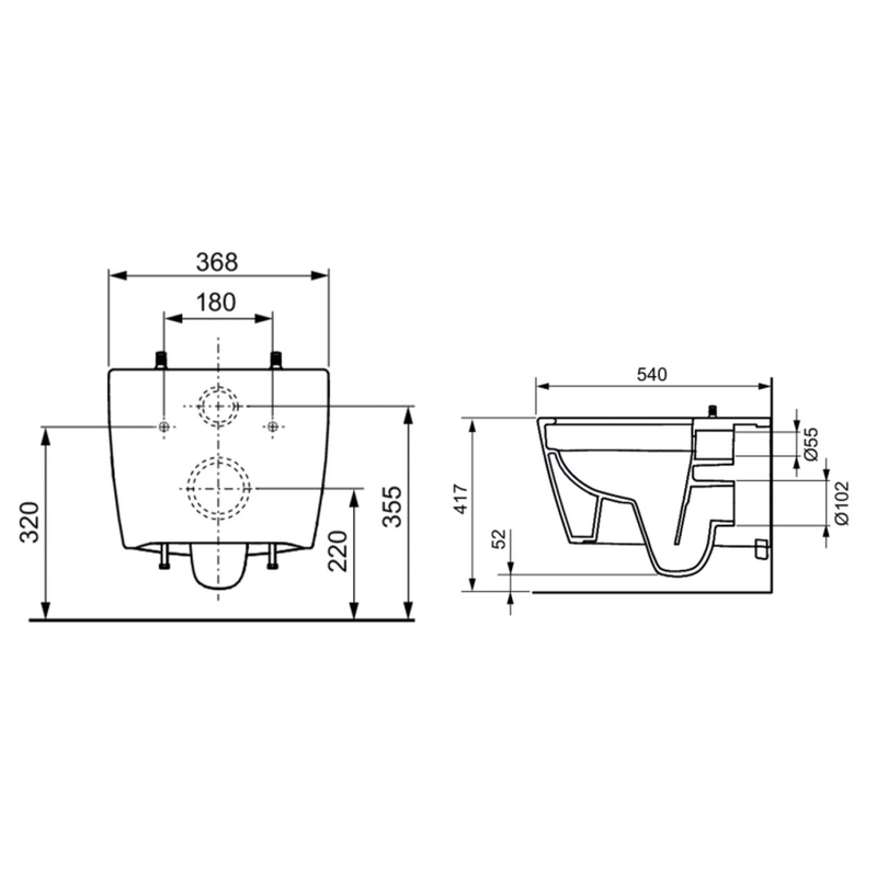 Унитаз, TECE, TECEneo, подвесной, шгв 368*540*365, цвет-белый