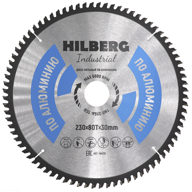 Диск пильный Hilberg Industrial Алюминий 230*30*80Т Hilberg HA230