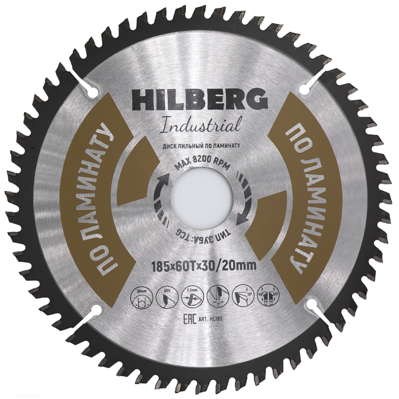 Диск пильный Hilberg Industrial Ламинат 185*30/20*60Т Hilberg HL185