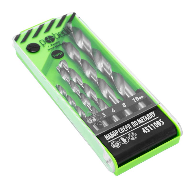 Набор сверл по металлу  5 шт (4;5,6;8;10 мм)  Pobedit 4511005