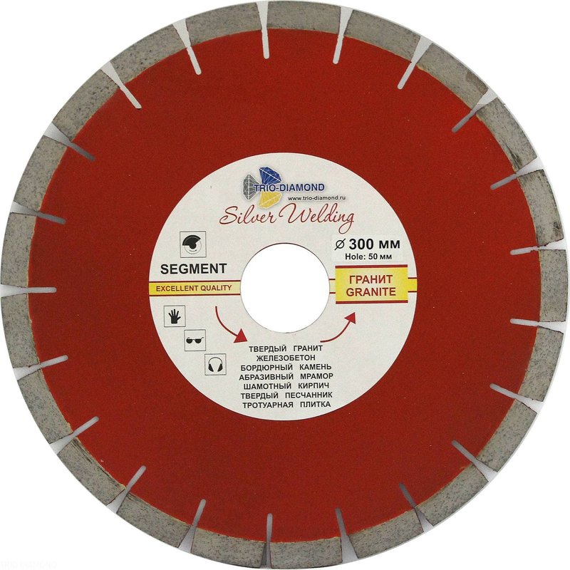 Диск алмазный отрезной 300*50 Сегмент Гранит Серебряная пайка Trio-Diamond SWG901