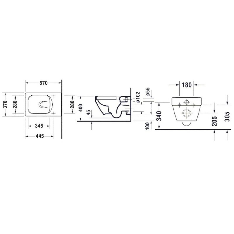 Унитаз, Duravit, Vero Air, подвесной, шгв 370*570*355, цвет-белый