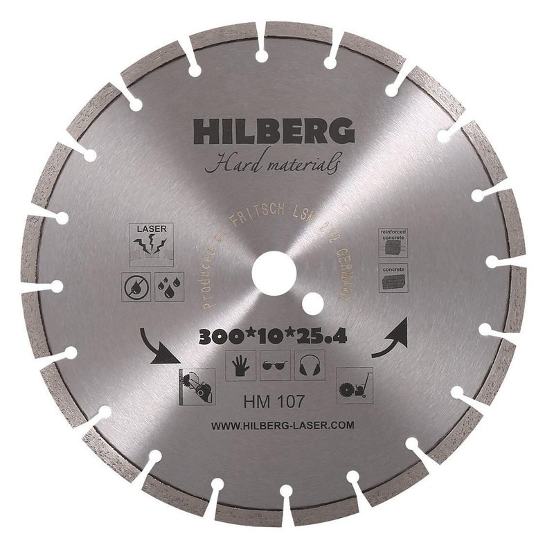 Диск алмазный отрезной 300*25,4*12 Hilberg Hard Materials Лазер Hilberg HM107