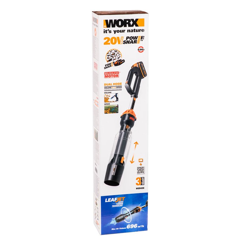 Аккумуляторная воздуходувка бесщеточная WORX WG543E