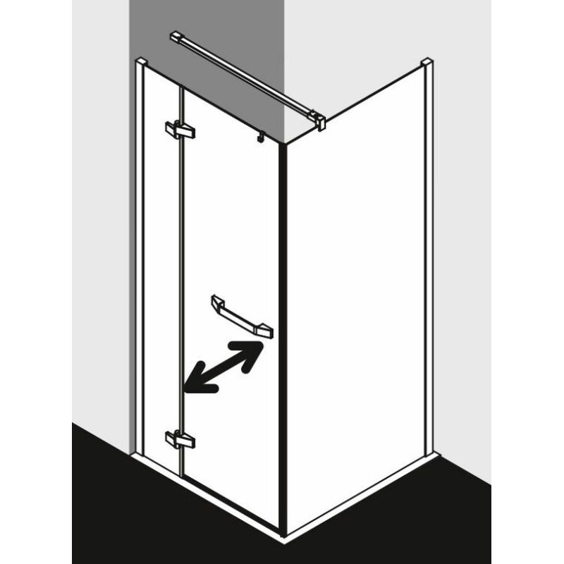 Дверь, Kermi, Tusca, шв 900*2000, петли-слева, серебристый глянцевый, цвет стекла-прозрачный, KermiCLEAN