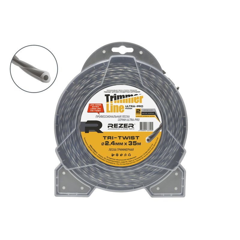 Леска триммерная TRI-TWIST (2.4 мм; 35 м; витая) Rezer 03.007.00129