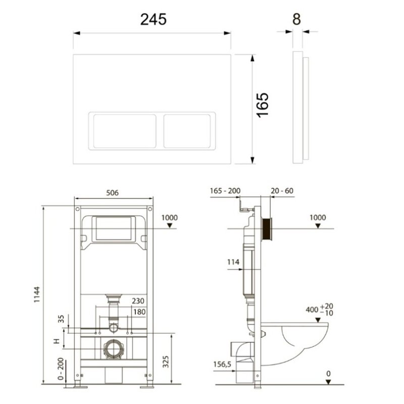 Инсталляция, TECE, TeceSpring V, для унитаза, шгв 506*165*1144, цвет клавиши/панели-хром глянцевый