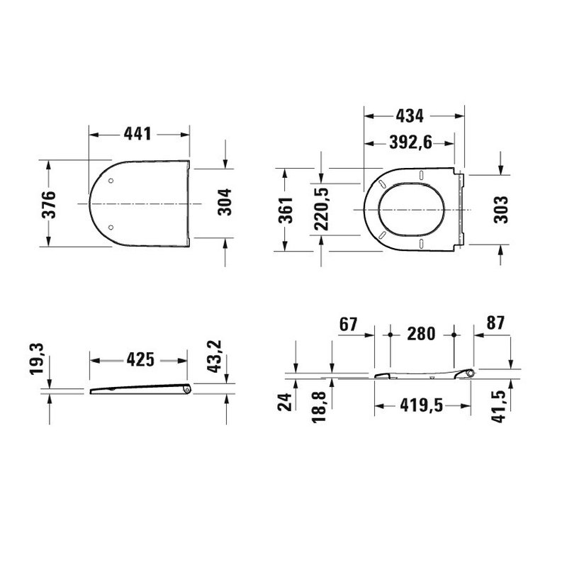 Сиденье для унитаза, Duravit, D-Neo, шг 376*441, цвет-антрацит матовый (аналог 0021691300)  (ПРОДАЕТСЯ ТОЛЬКО В КОМПЛЕКТЕ С ОСНОВНЫМ ИЗДЕЛИЕМ)