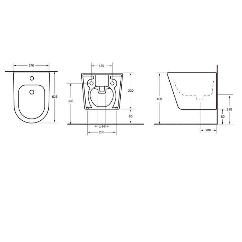 Биде, Splendy, Bliss, подвесной, шгв 370*525*320, Crystal glaze, цвет-белый