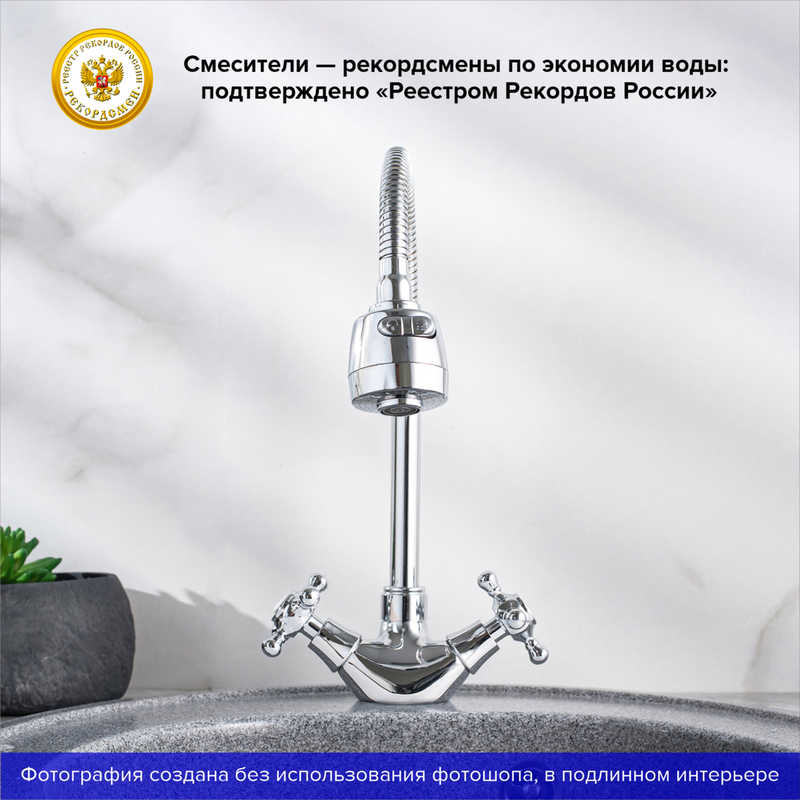 Смеситель для кухни РМС SL65-279F с гибким изливом Хром